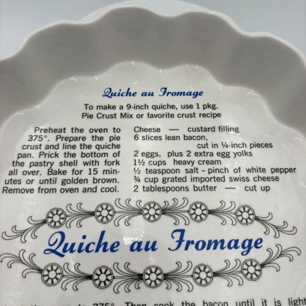Vtg Quiche au Fromage Pie Plate Tart Pan Fluted Ruffled Edge California Pottey‎